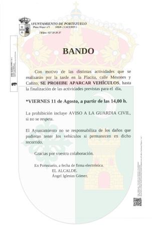 Imagen AVISO. Se prohíbe aparcar vehículos en la Placita, calle Mesones y Cañito el 11 de agosto